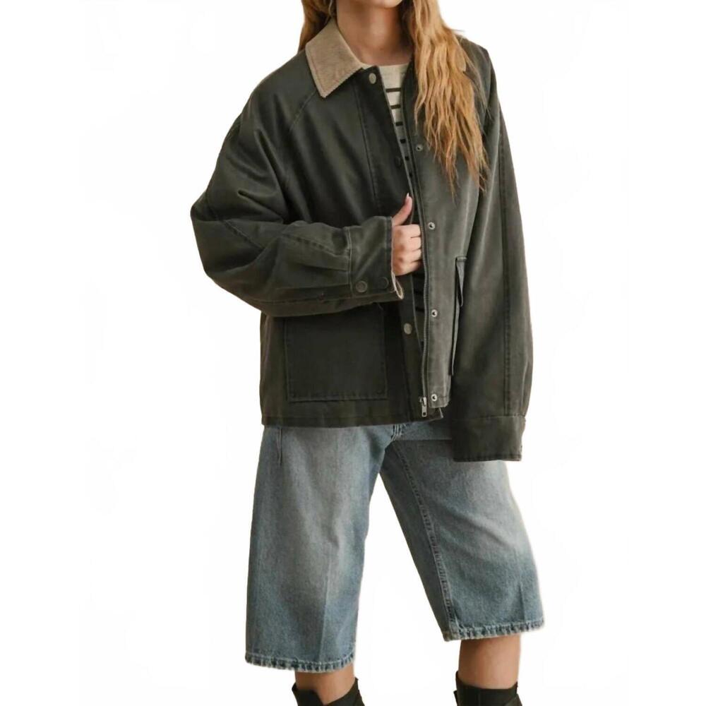 NEW MIOU MUSE collar contrasted utility jacket in blue - Picture 4 of 5